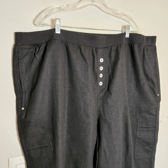 Ellos Linen Blend Stretch Waist Black Crop Cargo Pant Plus Size 28 4X New NWOTS - Picture 11 of 15